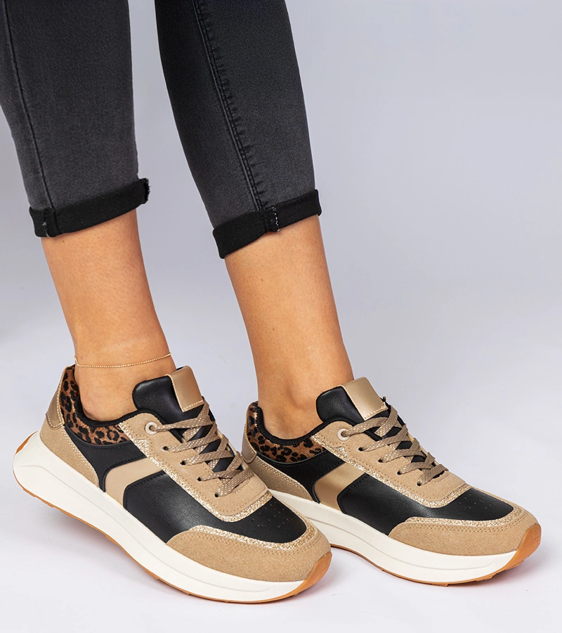 Dámské černé tenisky s flitry a zvířecím vzorem Markuta