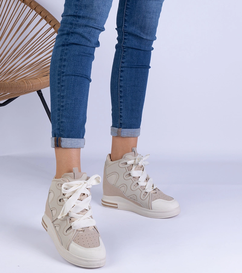 Béžové dámské tenisky s tlustými tkaničkami Gralina