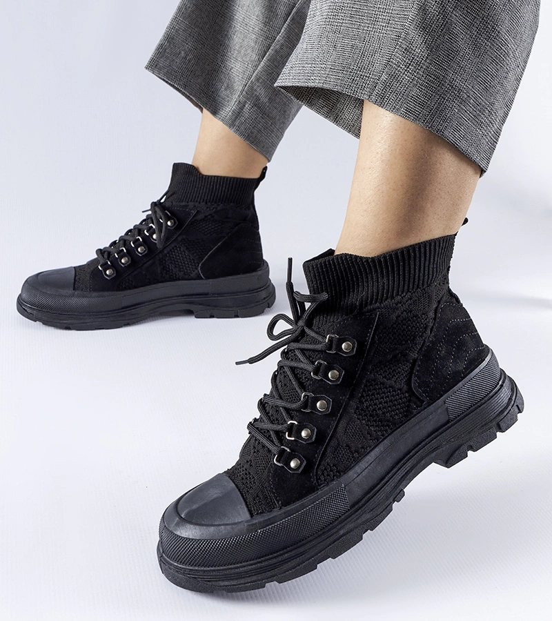 Černé vysoké látkové tenisky Casalma