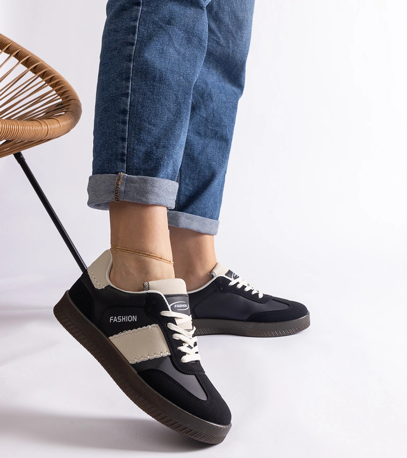 Černé tenisky na platformě s prošíváním Puente