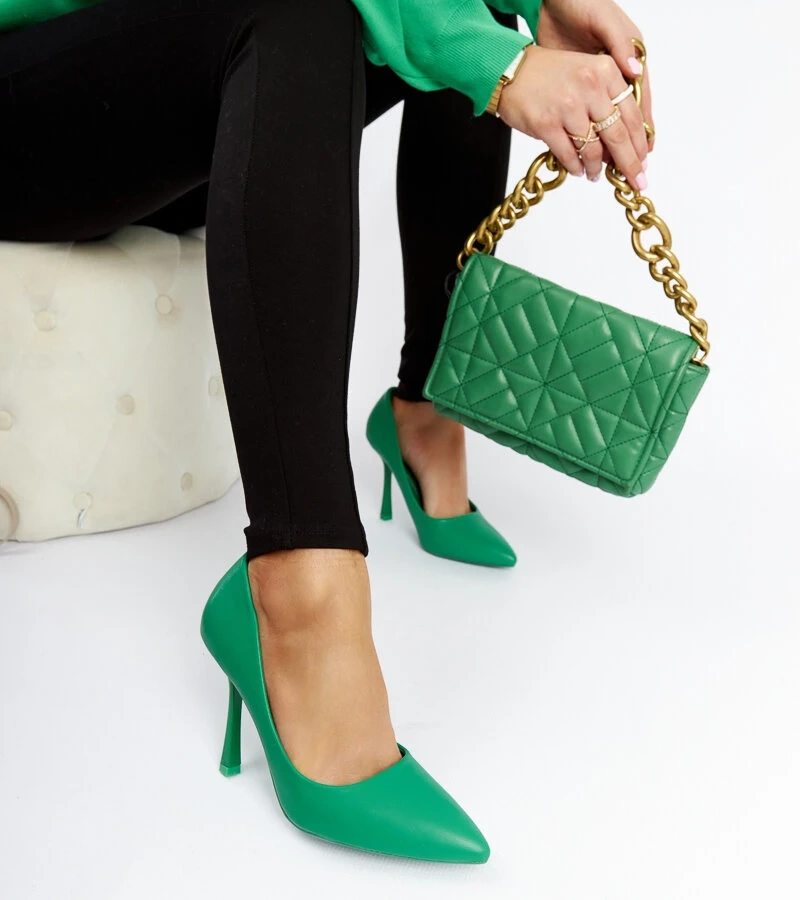 Zelené lodičky na podpatku Rodney