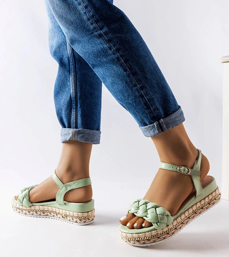 Zelené sandály Katrin na platformě