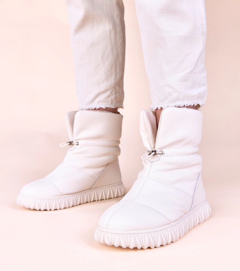 Béžové sněhule přírodní kůže se stahovákem Raschmi