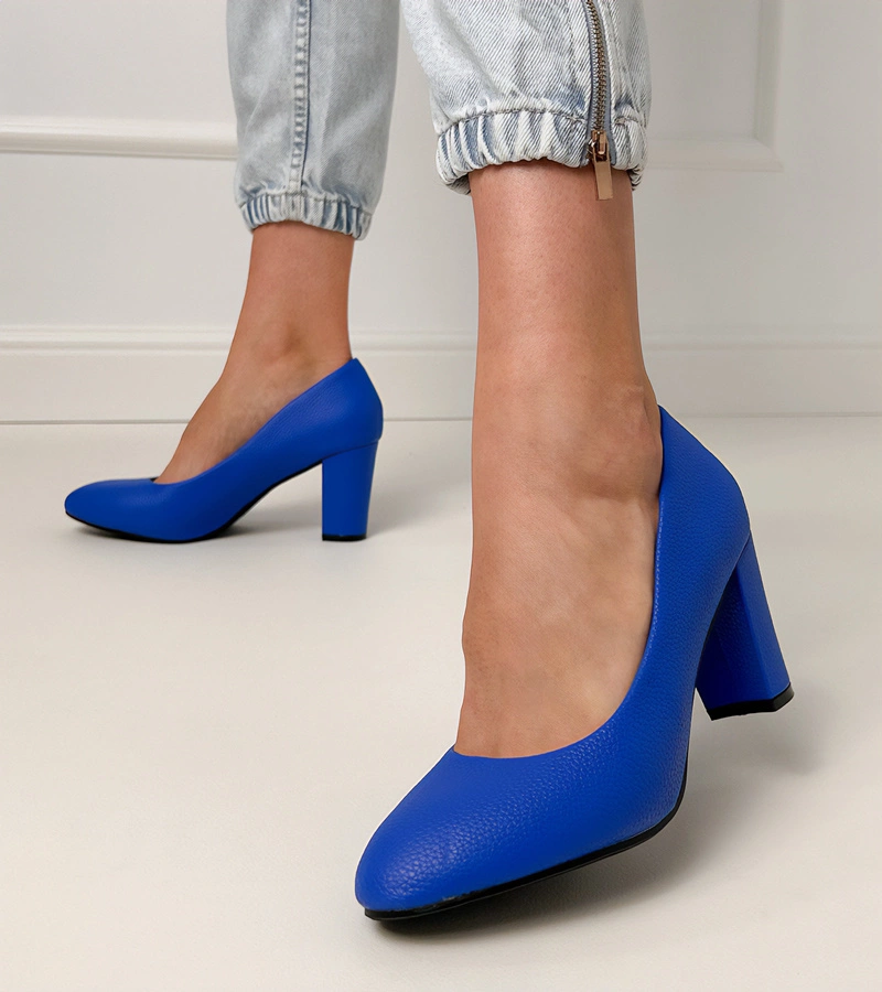 Modré klasické lodičky na podpatku Elinsi