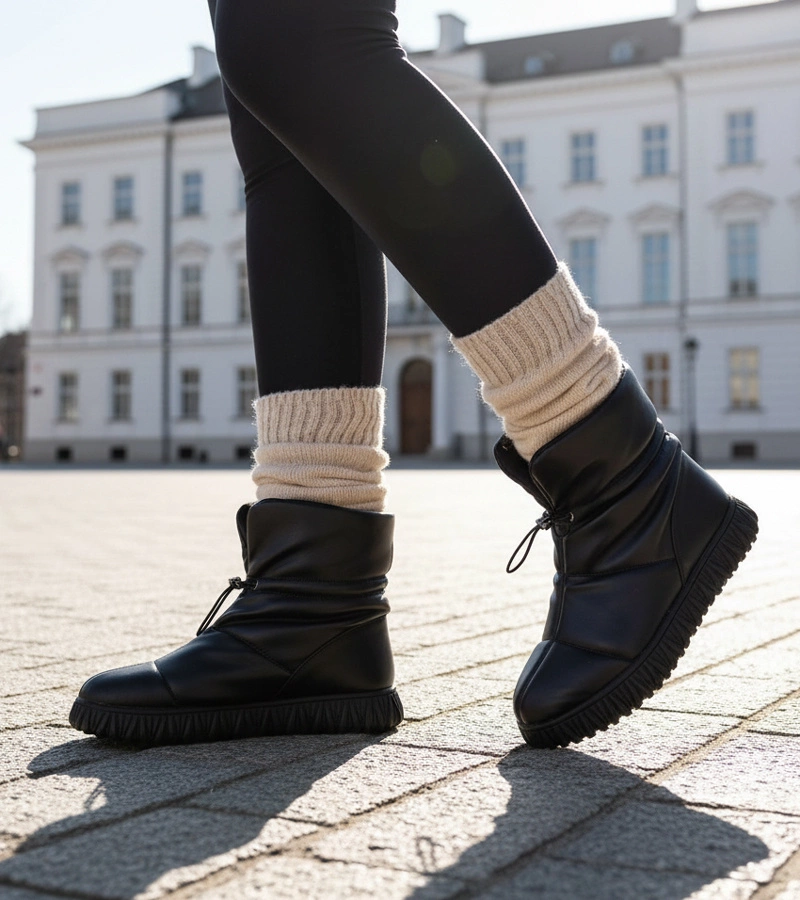 Černé sněhule přírodní kůže se stahovákem Raschmi