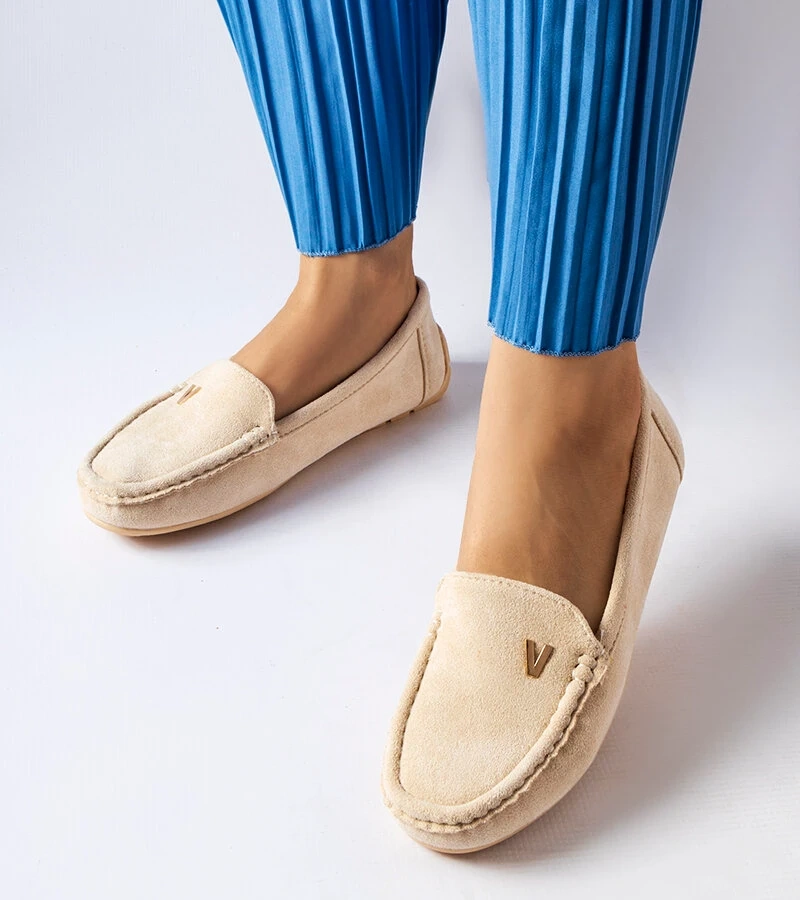 Bežové mokasíny z eco semišu Beltsville