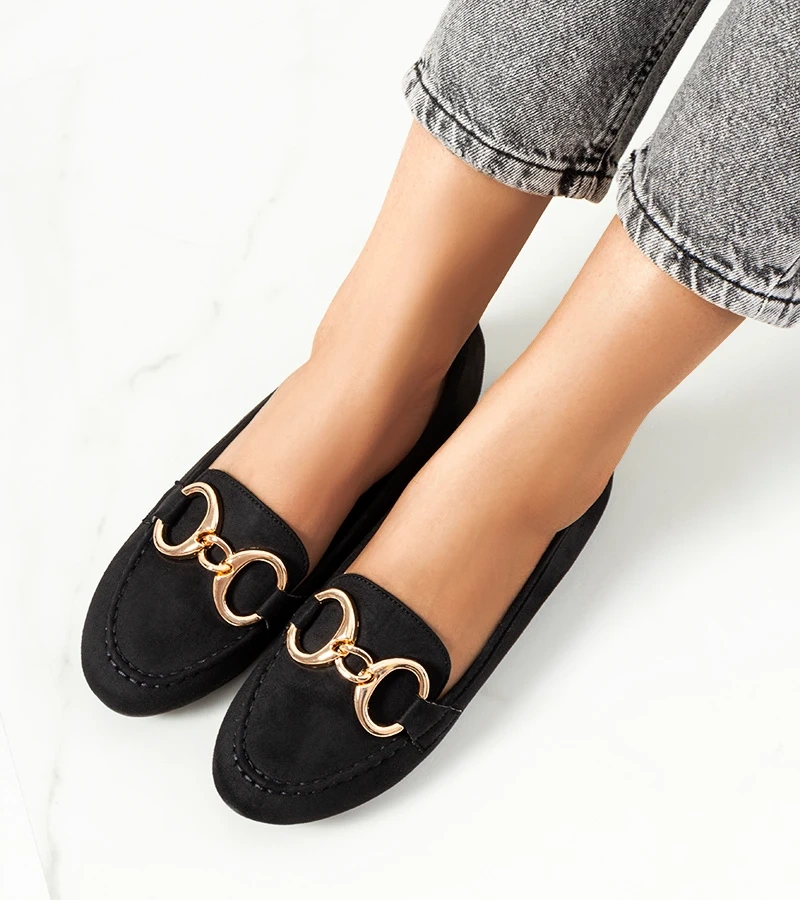 Černé mokasíny s přezkou Castor