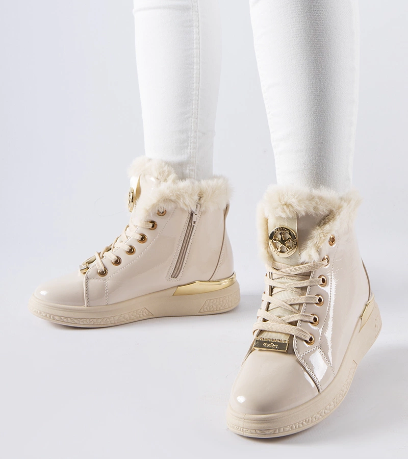 Bežové tenisky s kožešinou Lubriano