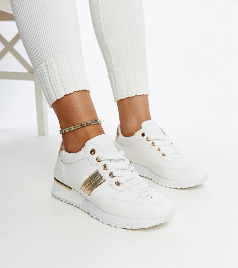 Bílo-zlaté tenisky na gumové platformě Nihad