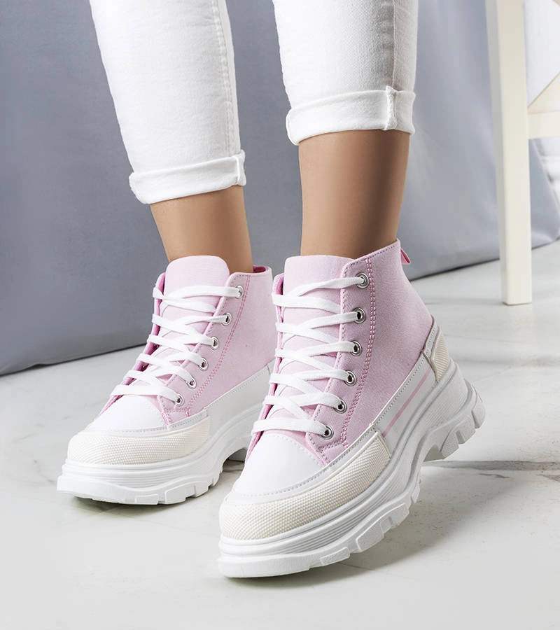 Růžové tenisky Tillys na vysoké platformě