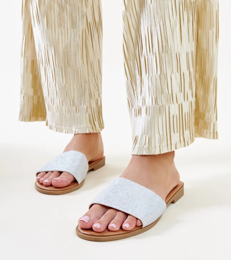 Stříbrné třpytivé pantofle Anilsa