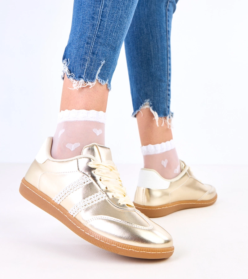 Zlaté dámské tenisky se saténovými tkaničkami Madres