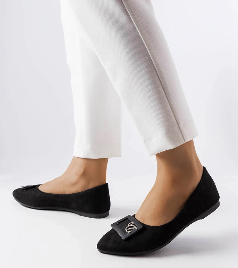 Černé baleríny zdobené zirkony Fleming