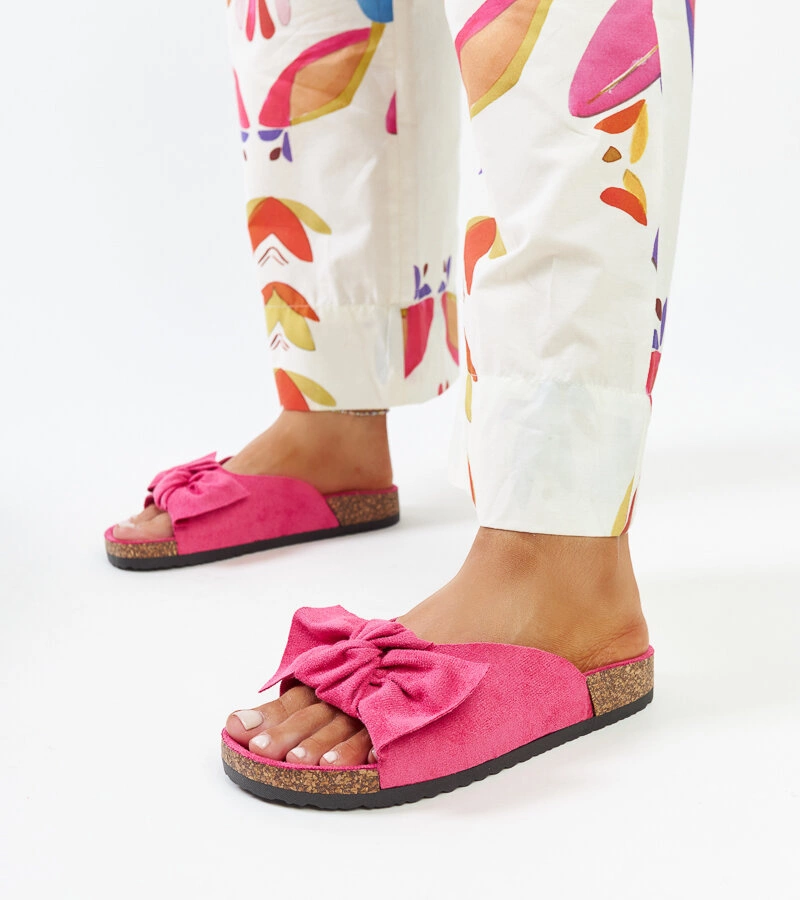 Tmavě růžové pantofle na korkové podrážce Aamu