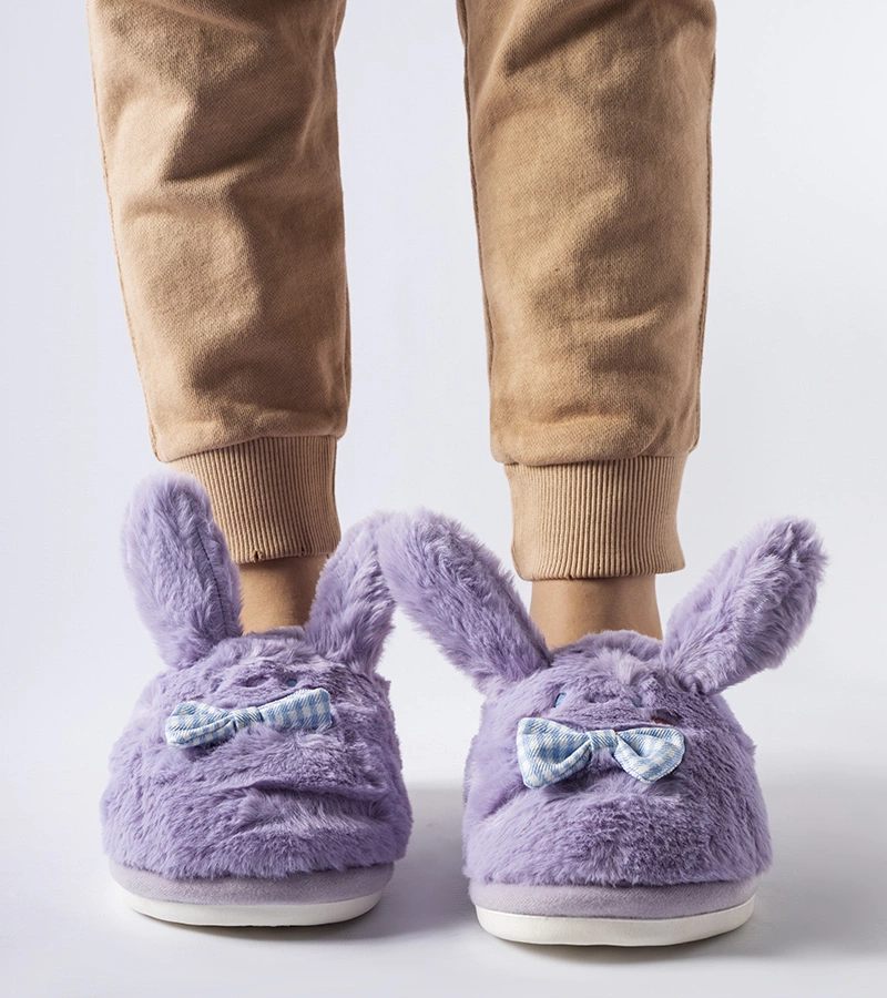 Fialové pantofle se ušima a mašlí Bruny