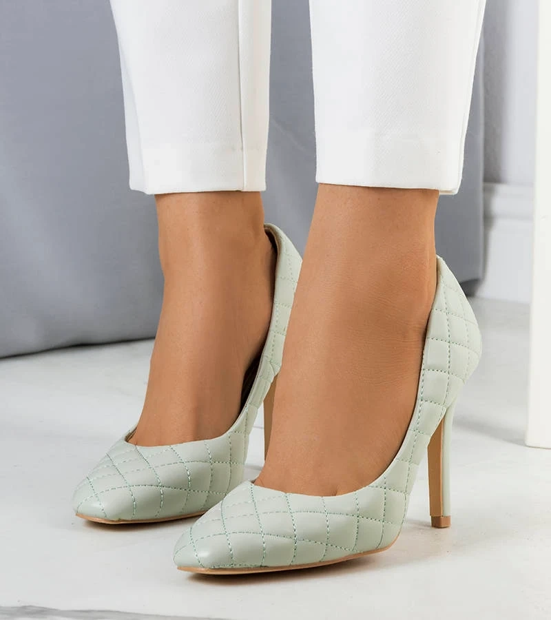 Zelené prošívané jehlové podpatky Nadelia