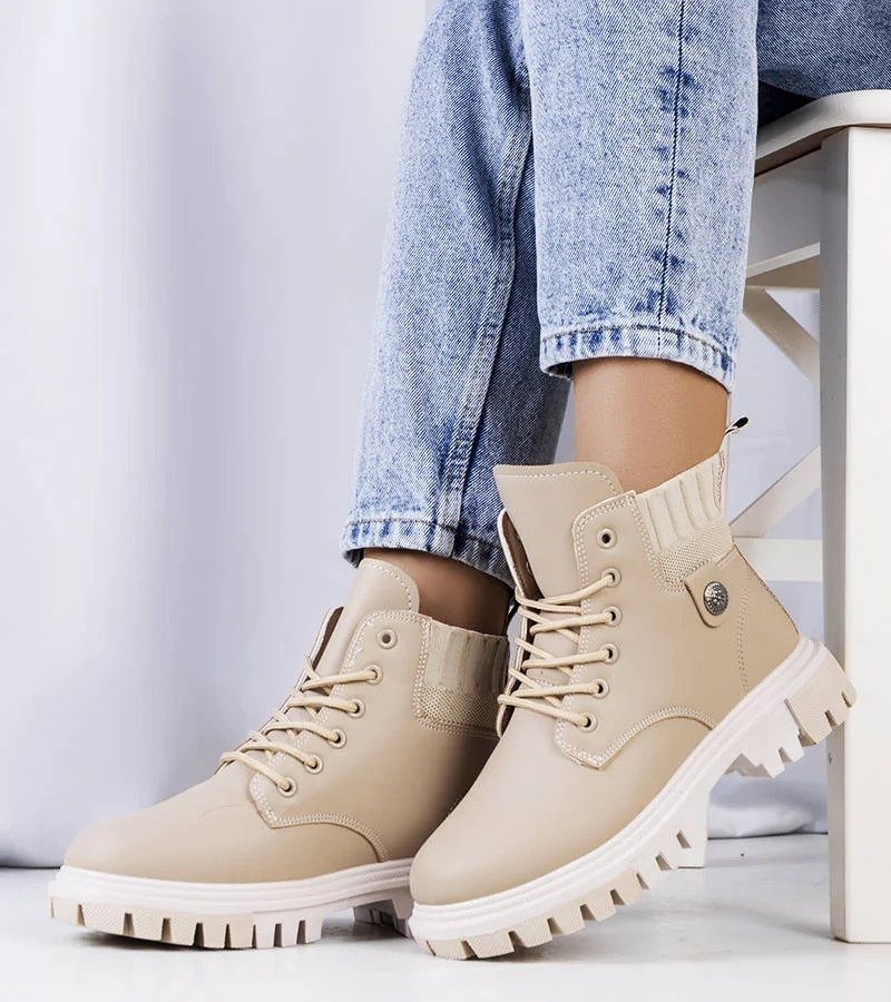 Dámské béžové traperské boty Odell