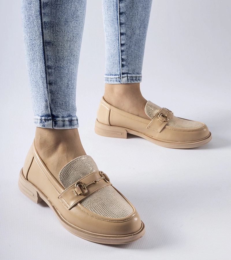 Bežové mokasíny s přezkou Gennaro