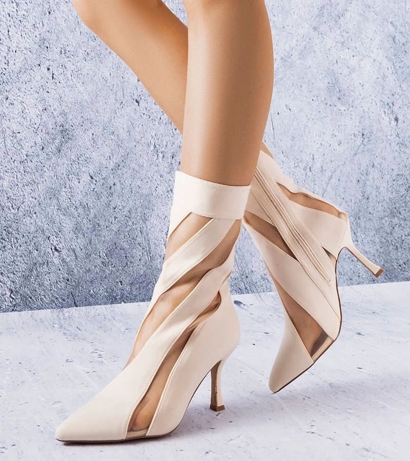 Béžové boty s průhlednými vložkami Jay