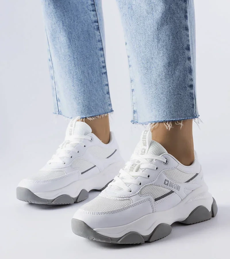 Bílé a šedé tenisky Big Star JJ274579