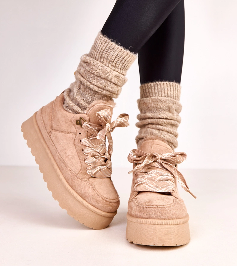 Hnědé zateplené tenisky s tlustými tkaničkami Landry