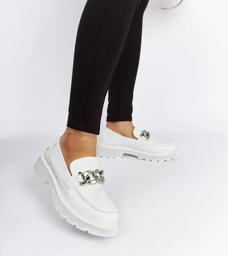 Bílé kožené mokasíny GOE LL2N4038