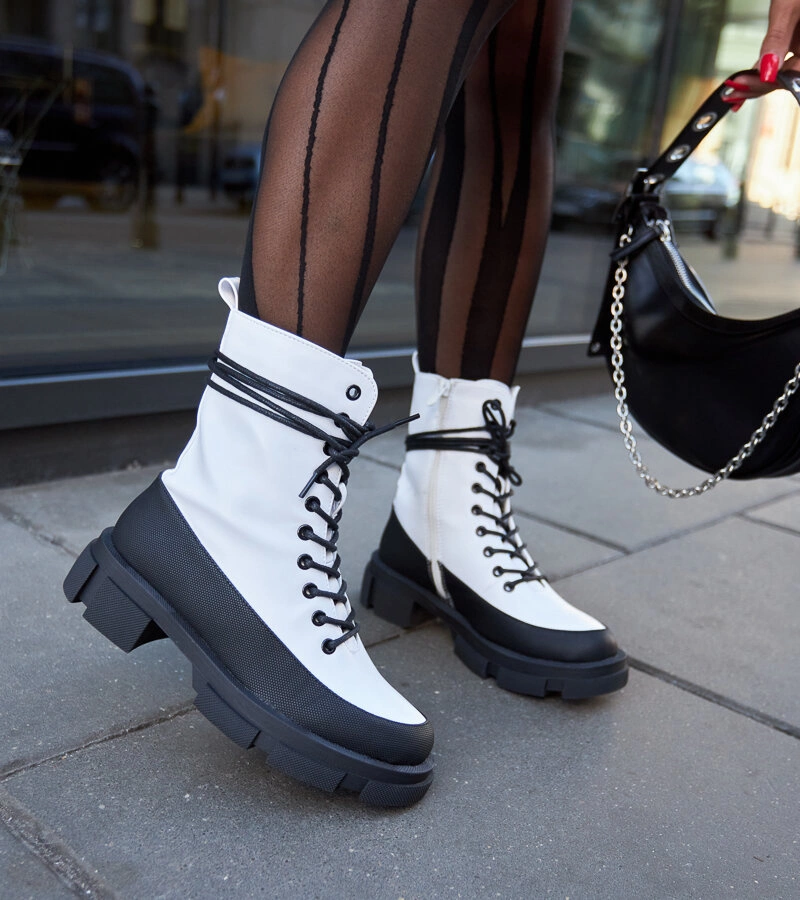 Bílo-černé zateplené pracovní kalhoty Apodaca