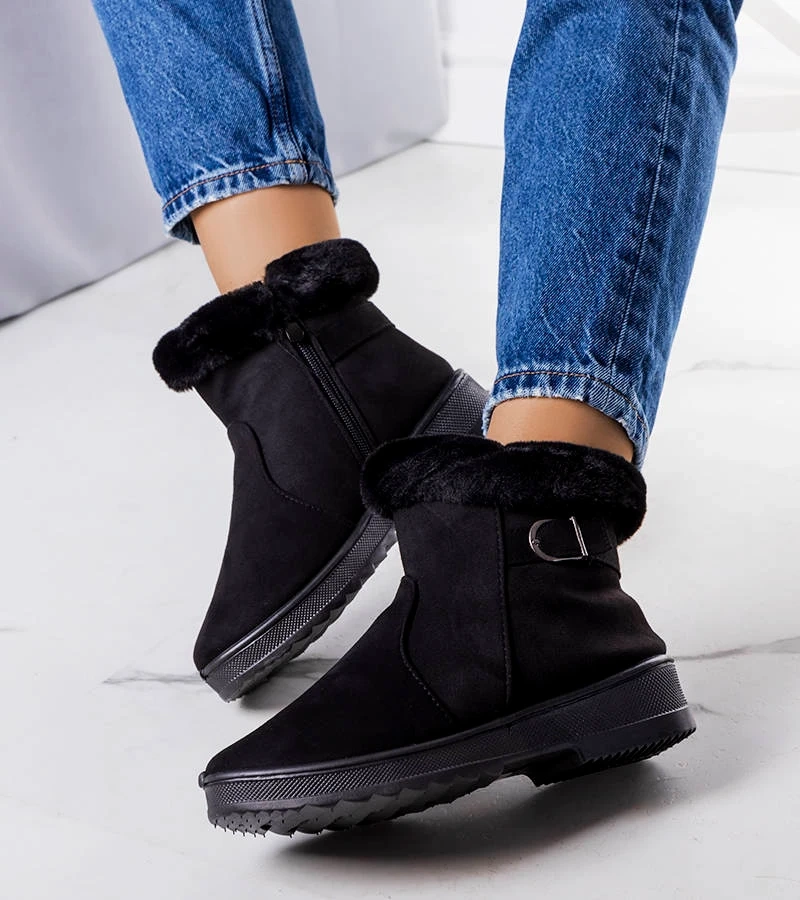 Černé zateplené sněhule s kožešinou Julius