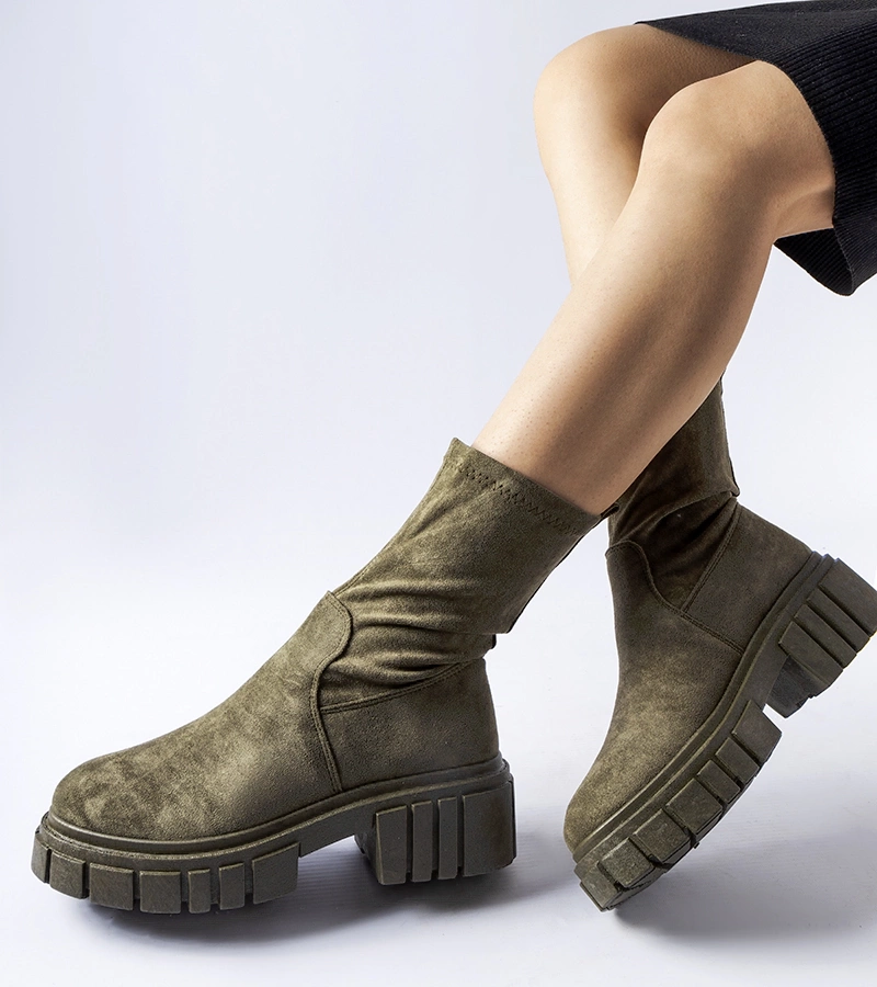 Zelené návlekové botky z ekokože Montefusco