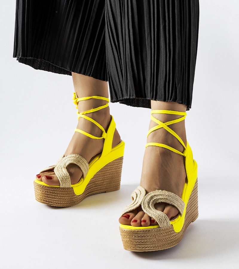 Žluté espadrilky na platformách HL20 YELLOW