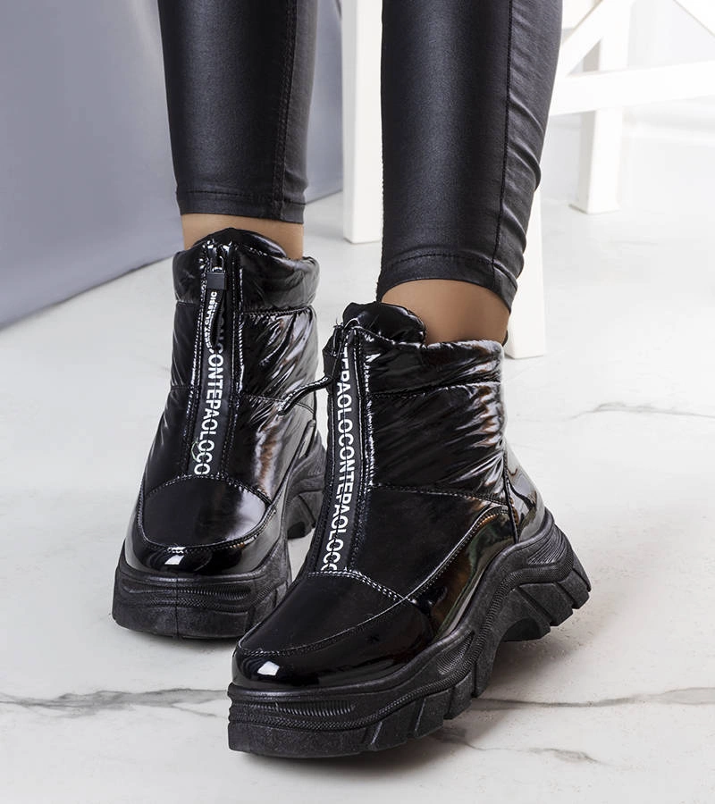 Černé lakované sněhule Leonel