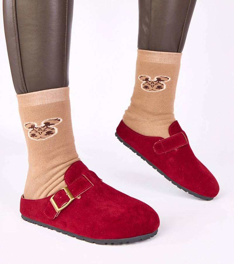 Bordové muly s ozdobnou přezkou Atoria