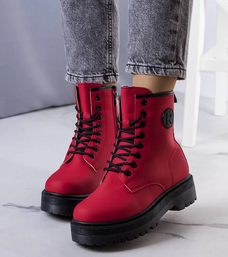 Matné červené trappery Dirk