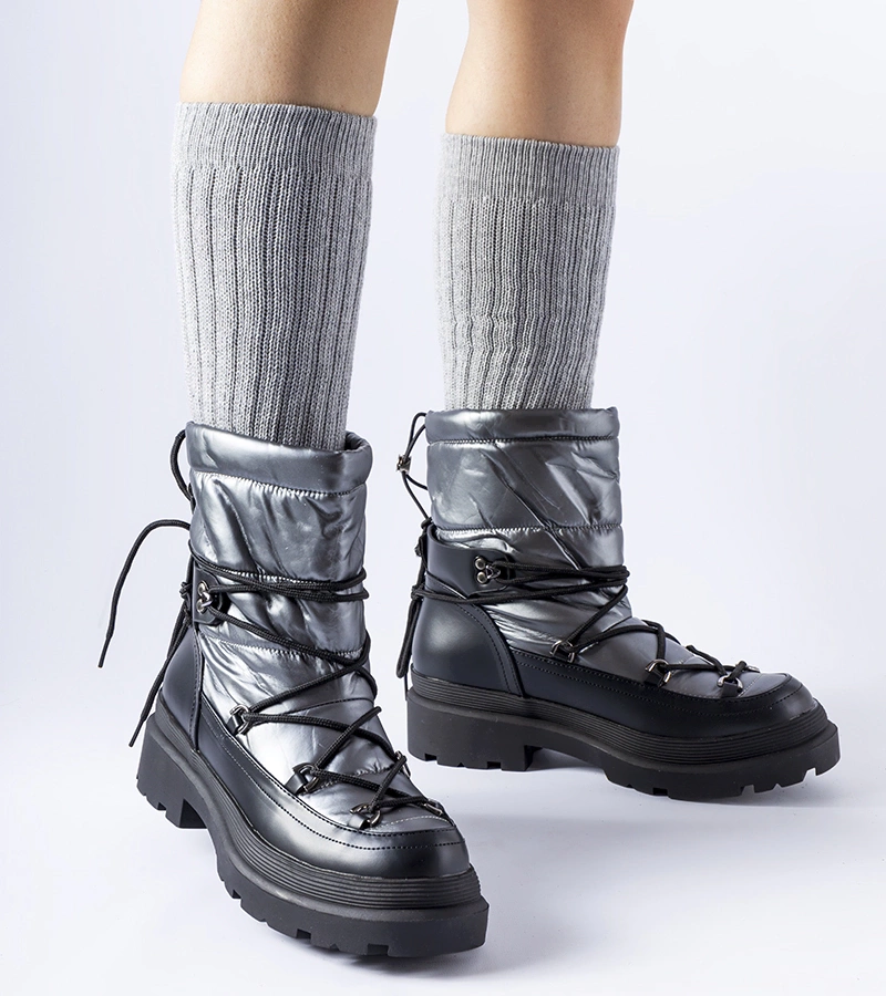 Černě šedé zimní boty s gumovým páskem Eagleville