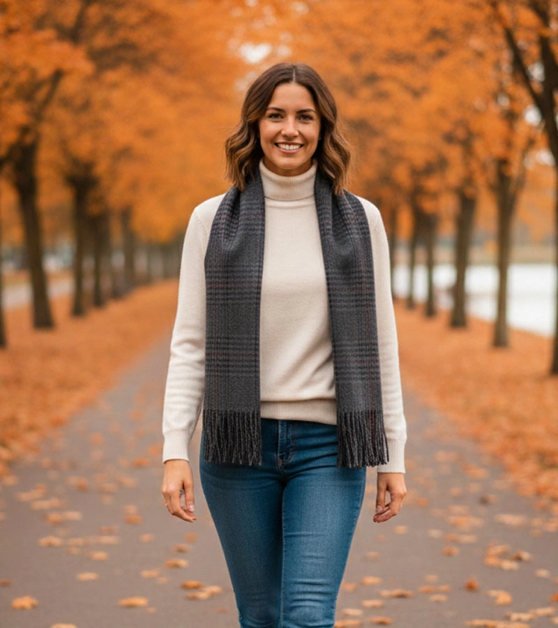 Šedý kostkovaný dámský šátek Pirouet