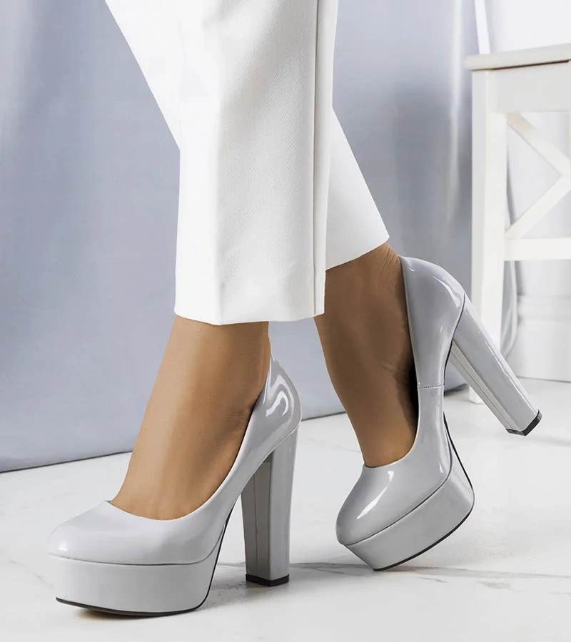 Šedé lodičky Kari na vysokém jehlovém podpatku