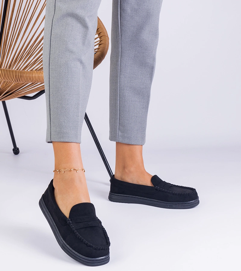 Černé dámské mokasíny z eko semiše Sevilia