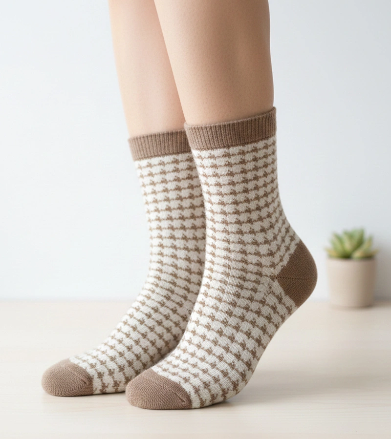 Béžové ponožky s kohoutí stopou Sella