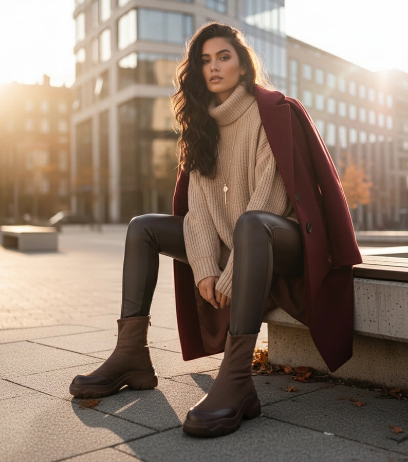 Hnědé kotníkové boty z eko semiše na masivní podrážce Alana