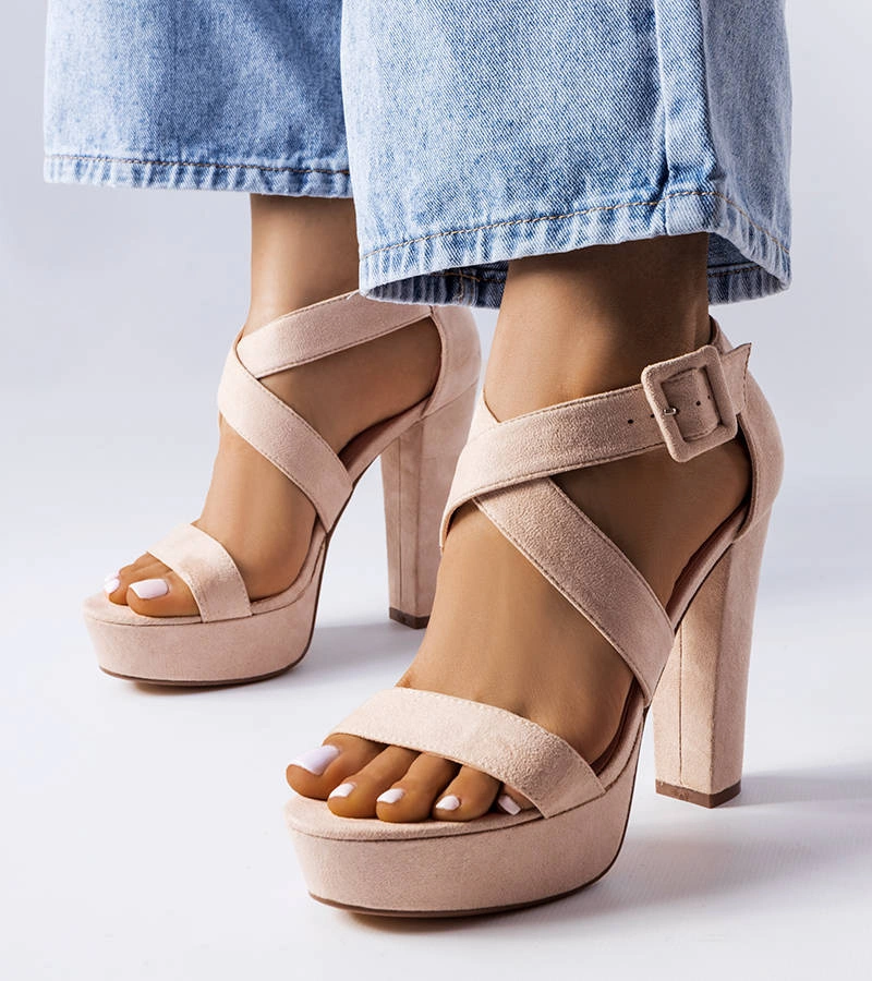 Béžové sandály Sevier na jehlovém podpatku