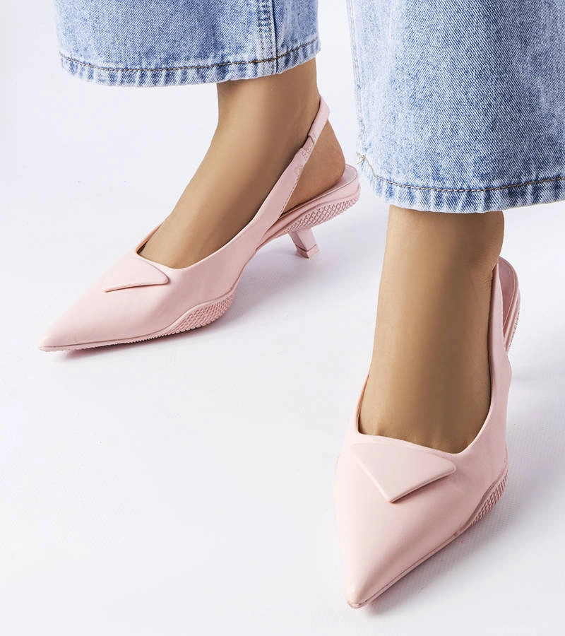 Růžové sandály Gougeon na nízkém podpatku