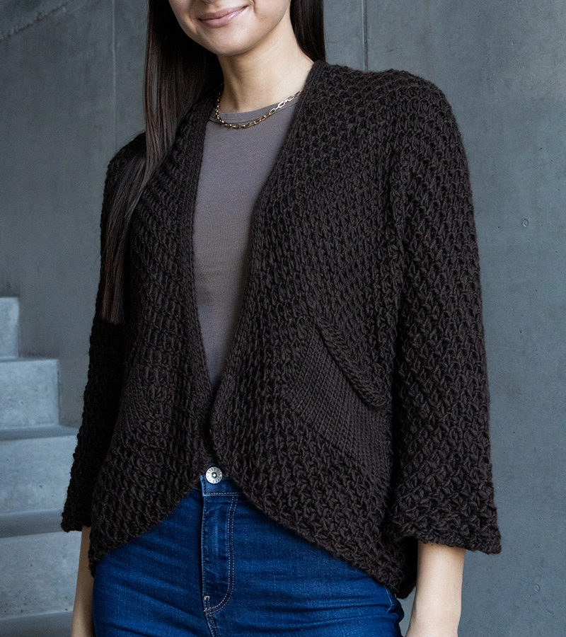 Hnědý kardigan typu přehoz Nira