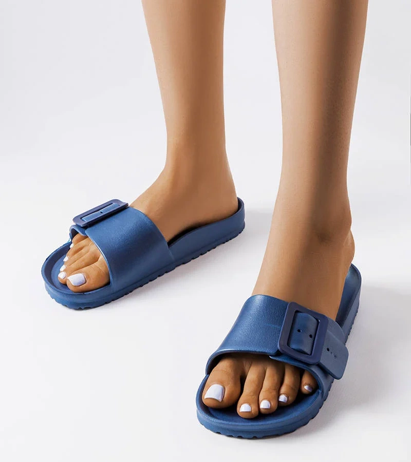 Modré gumové žabky se sponou Nelm