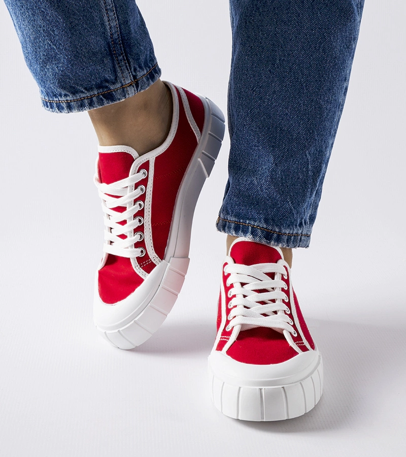 Červené tenisky na tlusté platformě Egidio