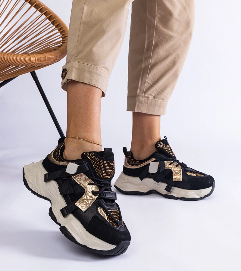 Černé tenisky se zlatými prvky Candra