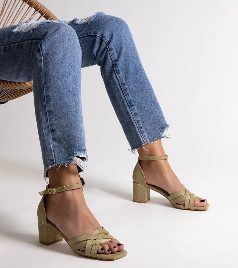 Zelené sandály na podpatku Wajda