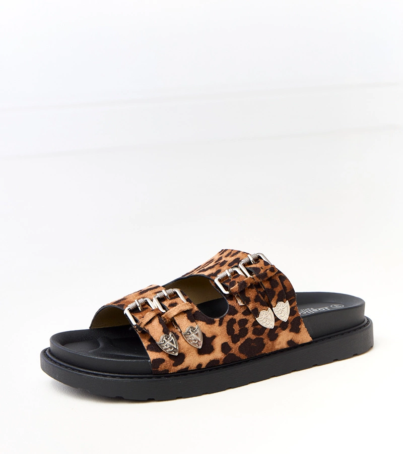 Panterové dámské pantofle s ozdobnými sponami Fetta