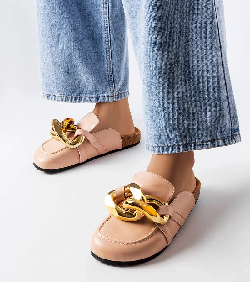 Růžové žabky s řetízkem Christelle