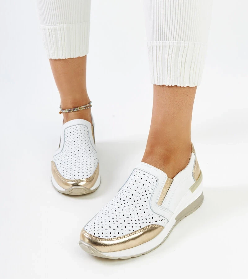 Bílo-zlaté prodyšné tenisky na platformě Vernon