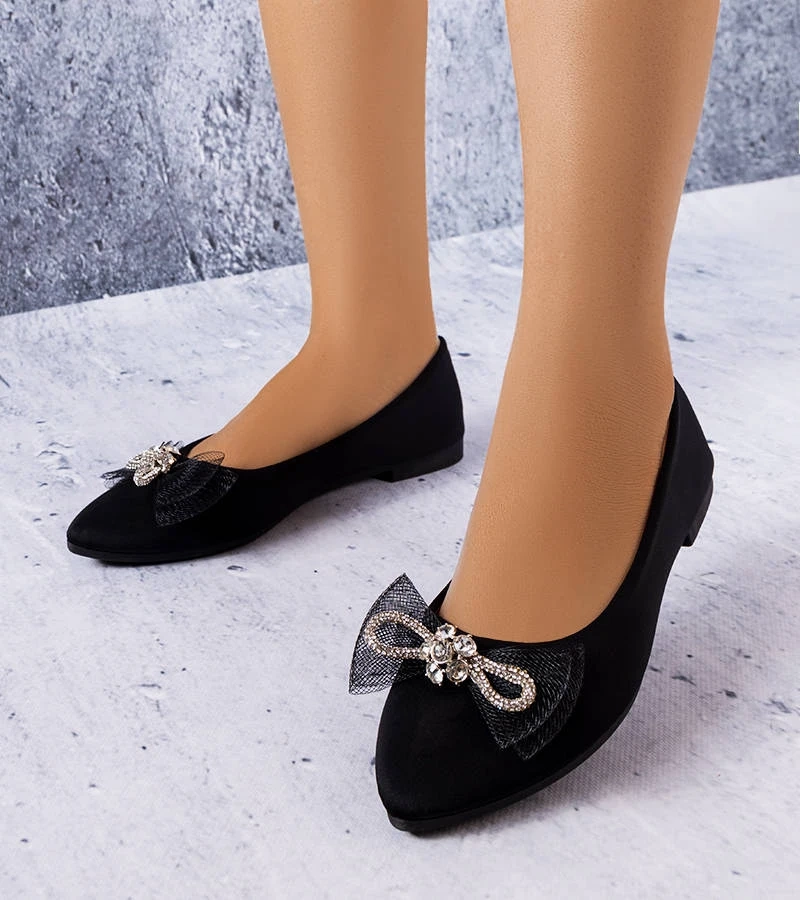 Černé baleríny s mašlí a zirkony LaGarde